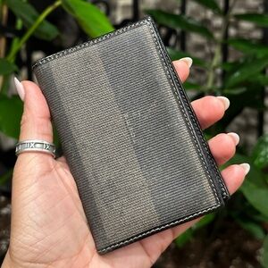 Vintage Fendi Pequin Stripe Leather Card Wallet Made in Italy